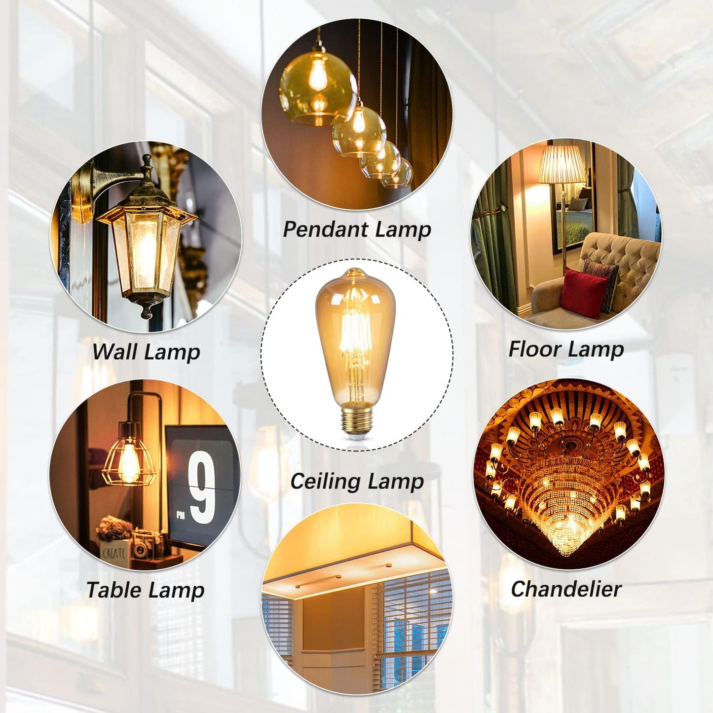 DiCUNO Vintage LED Bulbs LED Edison Bulb, 6W 60W Equivalent, Retro Antique NEW