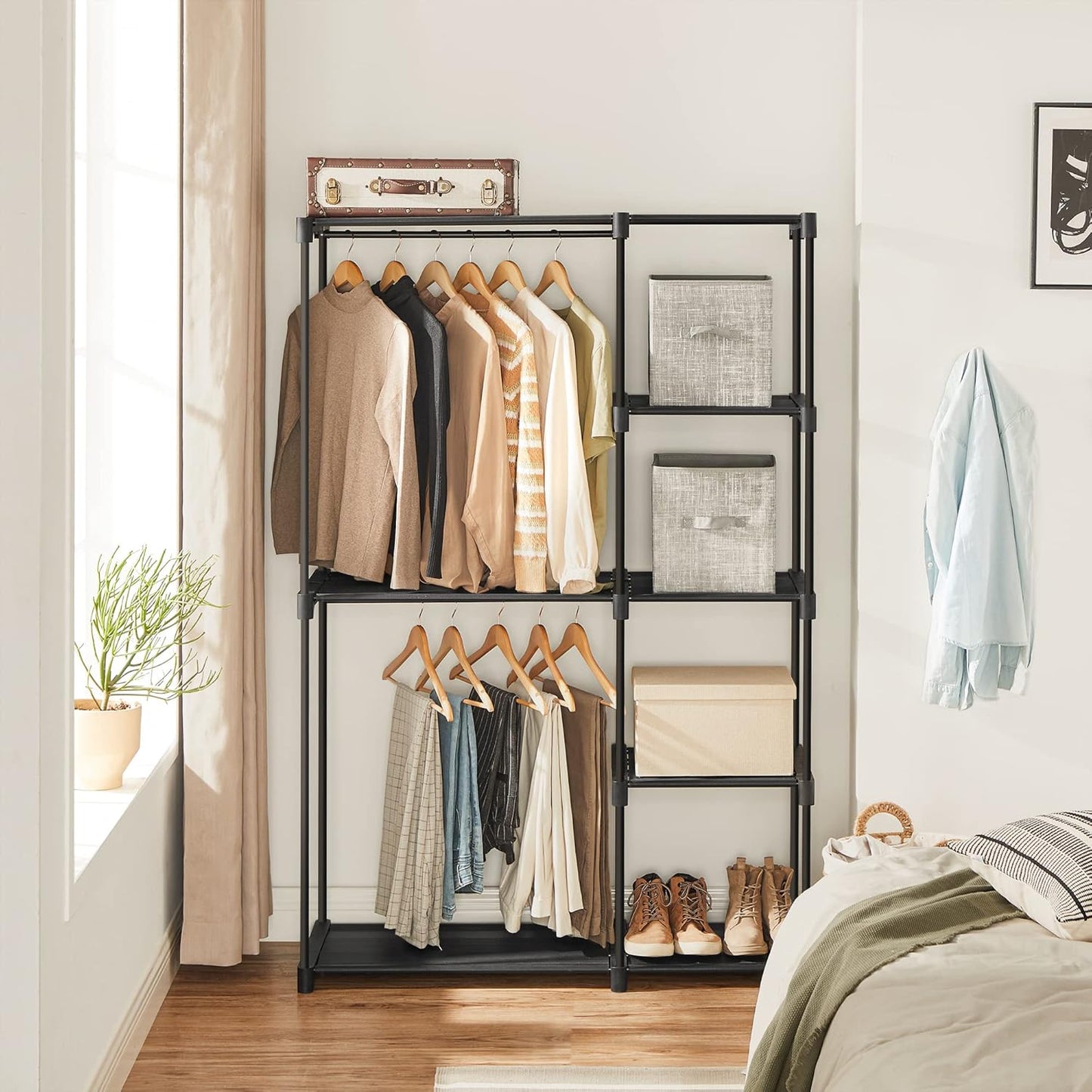 SONGMICS Freestanding Bedroom Wardrobes Wardrobe Vertical Shelf Coat Rack NEW