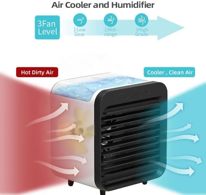UniPro GOODS Portable Mini Air Conditioner Rechargeable Cooling Fan White NEW