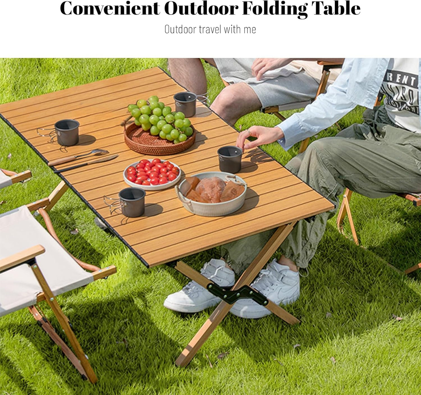 EqiEch Folding Tables Camping Table - Portable Wooden Outdoor Picnic NEW