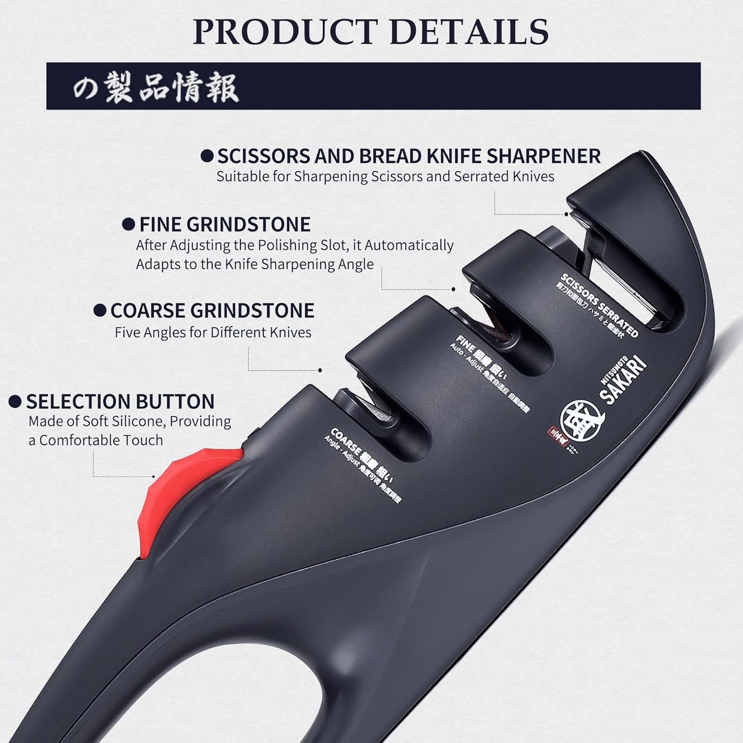 MITSUMOTO SAKARI 3-Stage Professional Manual Knife Sharpener Adjustable DEMO