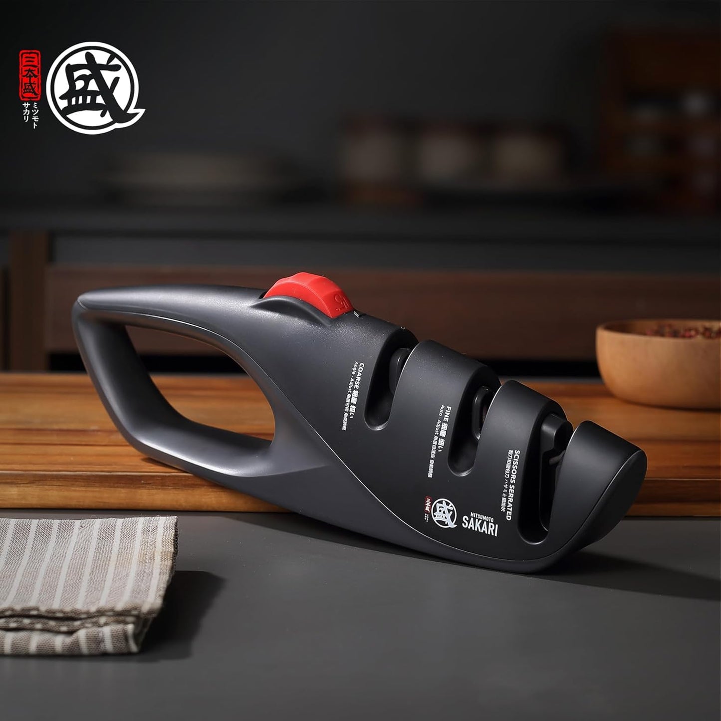 MITSUMOTO SAKARI 3-Stage Professional Manual Knife Sharpener Adjustable DEMO
