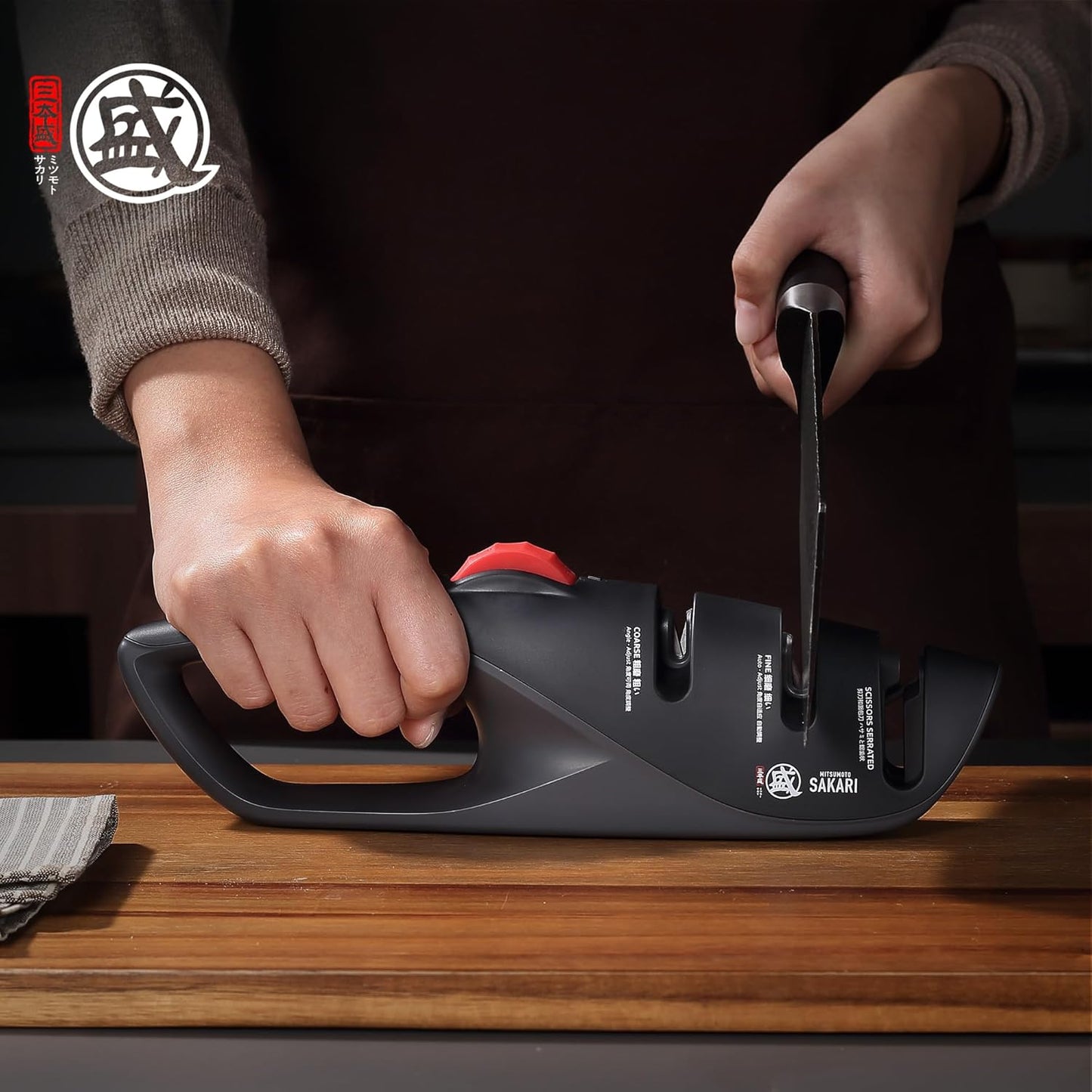 MITSUMOTO SAKARI 3-Stage Professional Manual Knife Sharpener Adjustable DEMO