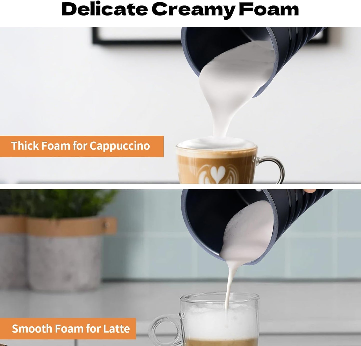 Stylora 4-in-1 Hot & Cold Milk Frother Automatic Warm Foam Maker Black DEMO