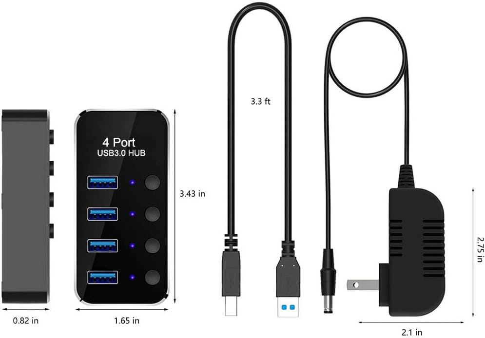 TEKERA 4-Port USB Hubs USB 3.0 Aluminum Hub Splitter for Laptops, PCs, and DEMO