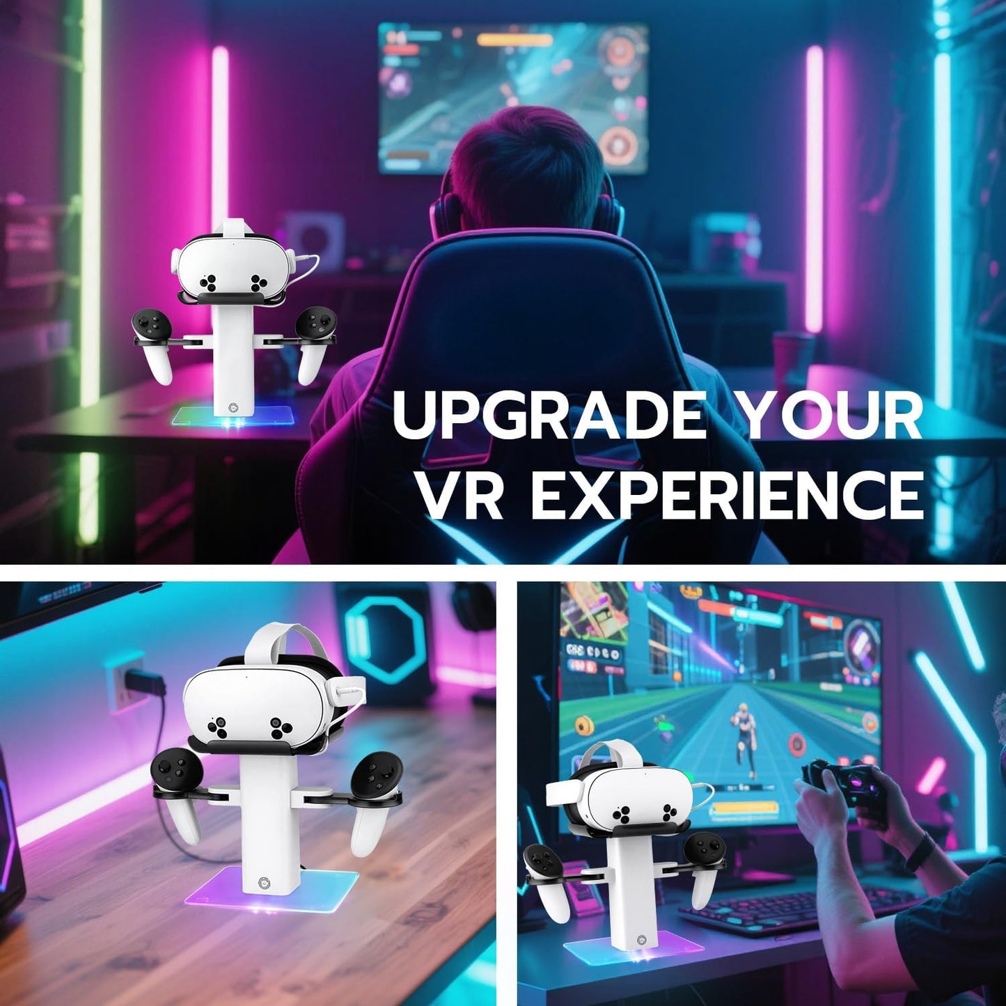 Mcbazel 15W Fast Vertical Charging Stand for Meta Quest 3S/3/2 VR Headset DEMO