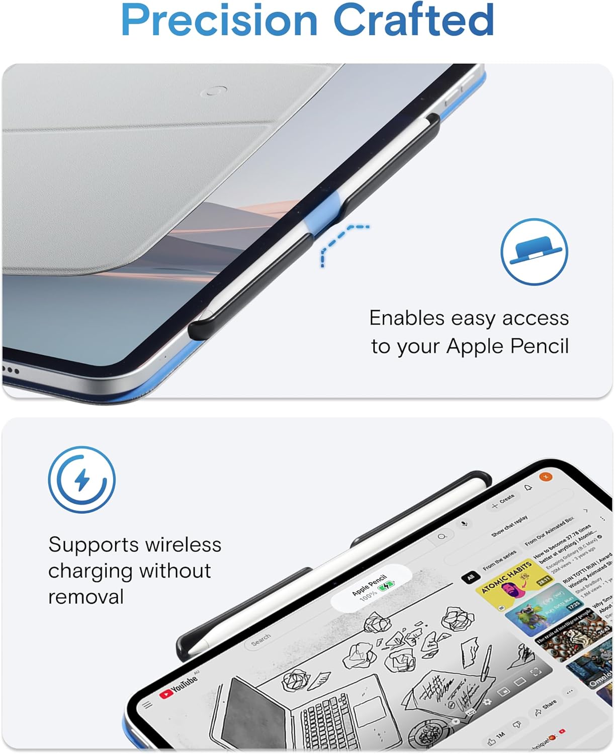 MOFT Blue Pencil Holder Case for Apple Pro 2nd Gen USB-C Stylus NEW