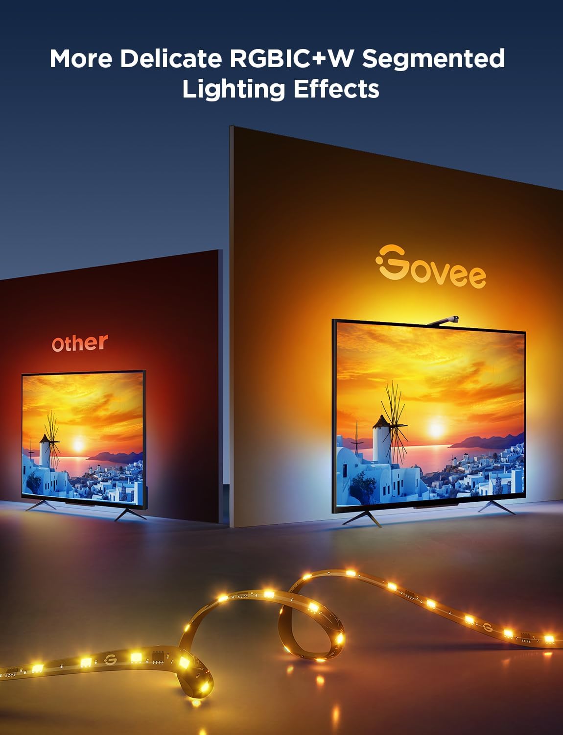 Govee RGBICW LED Strips TV Backlight 3 Lite with Fisheye Correction for NEW