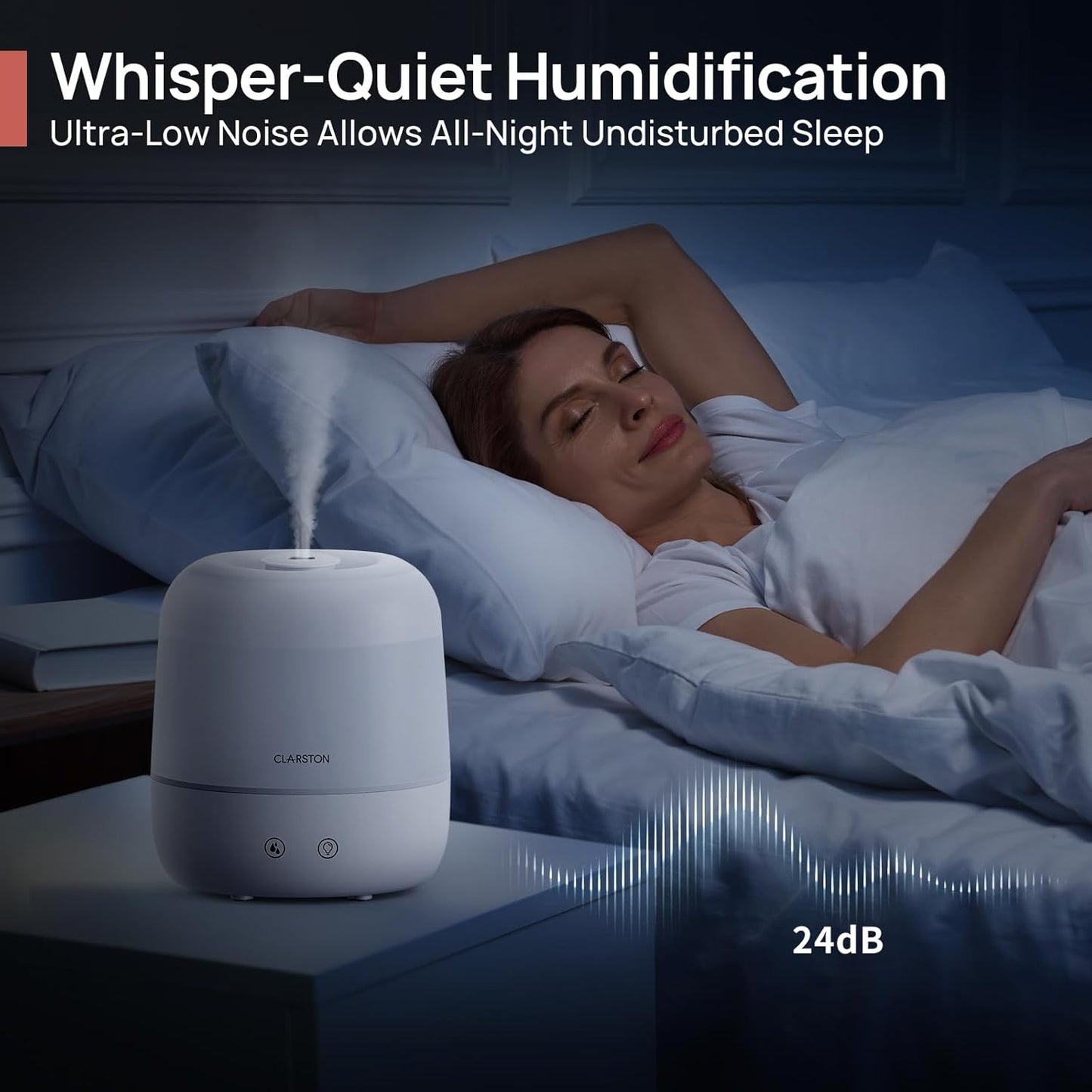 Clarston 2L Single Room Humidifier with 360° Nozzle, Top Fill, White DEMO