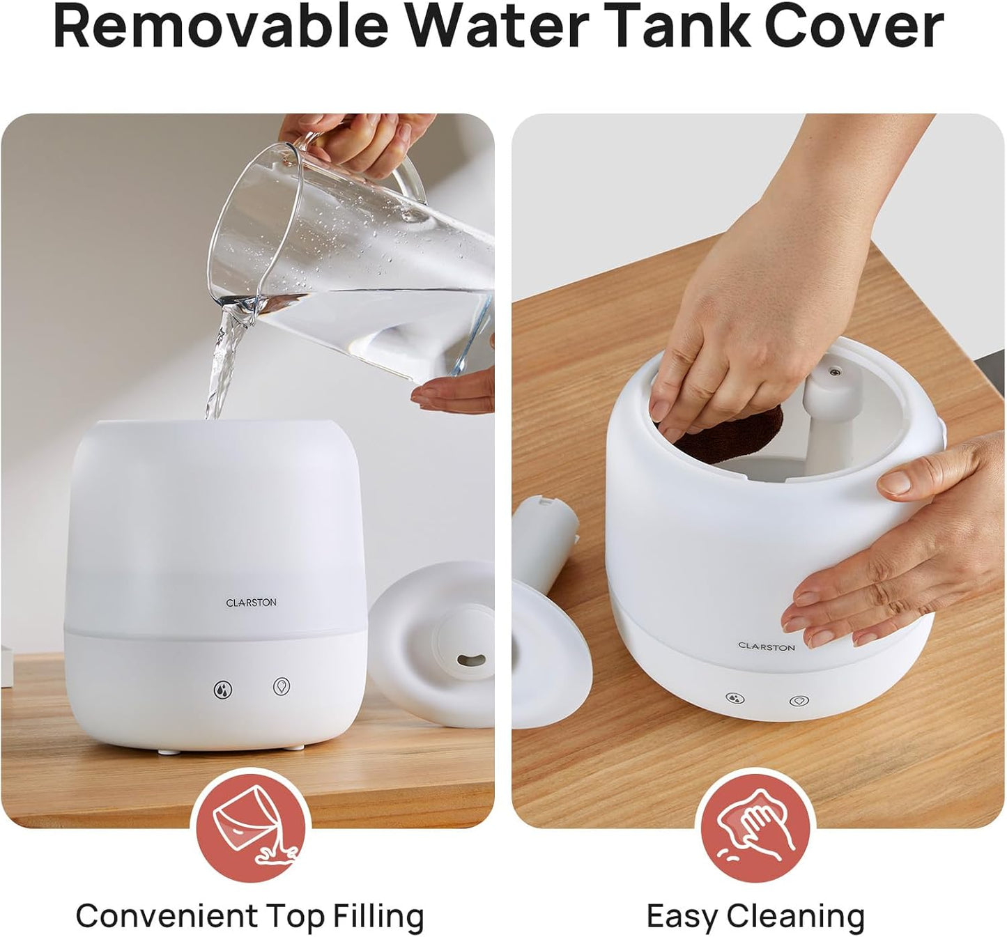 Clarston 2L Single Room Humidifier with 360° Nozzle, Top Fill, White DEMO