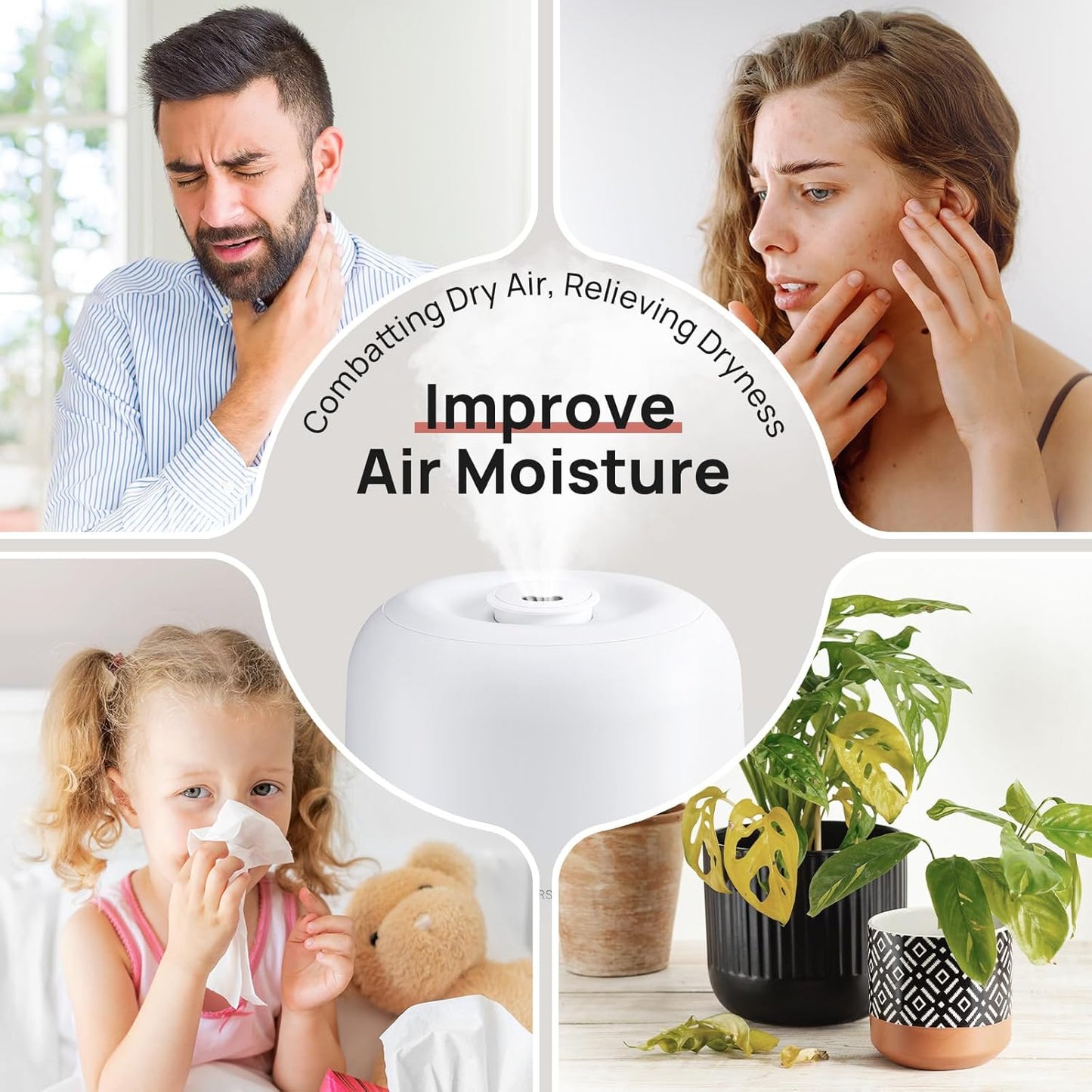 Clarston 2L Single Room Humidifier with 360° Nozzle, Top Fill, White DEMO