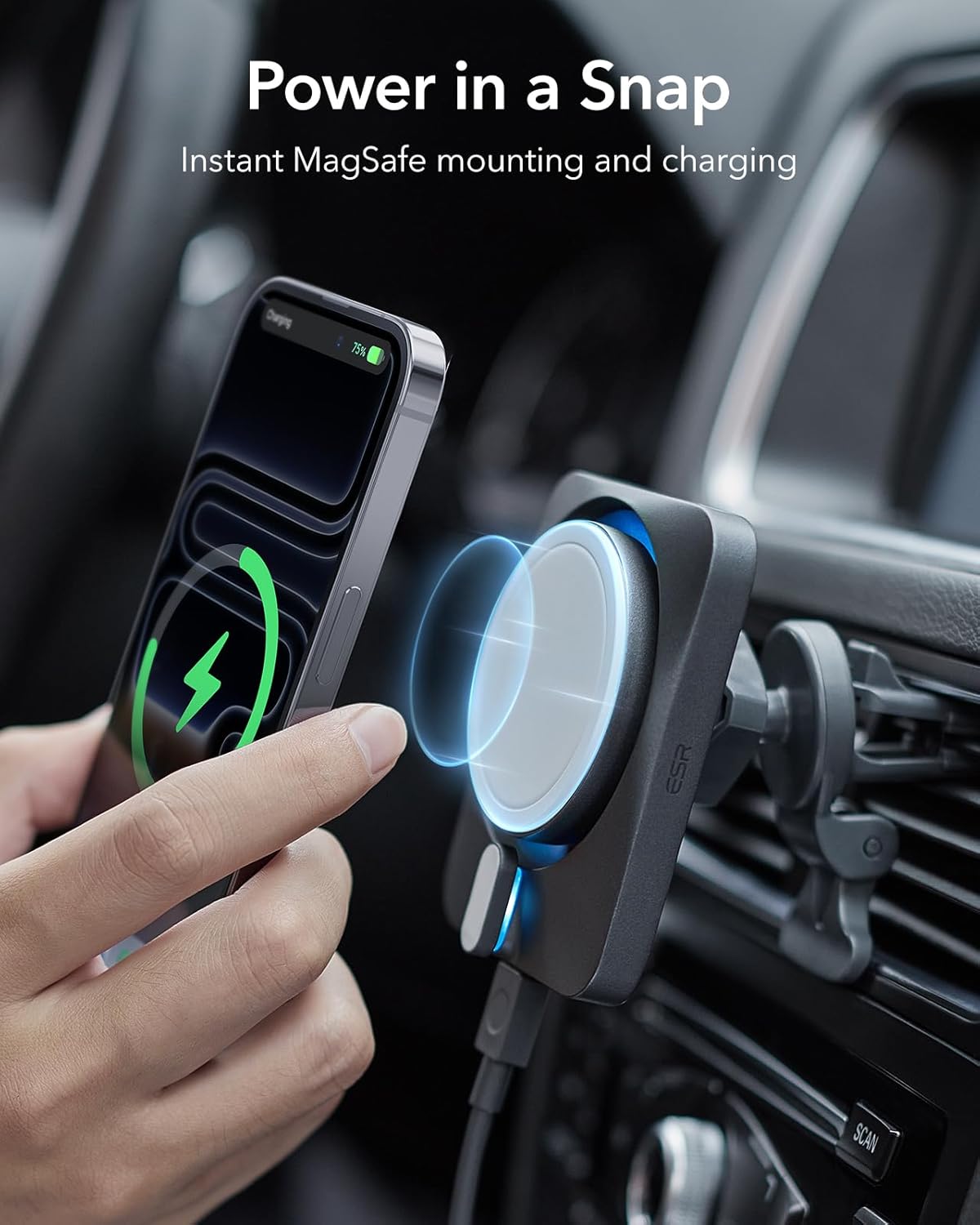 ESR 15W Automobile Chargers MagSafe Car Mount Charger with CryoBoost for NEW