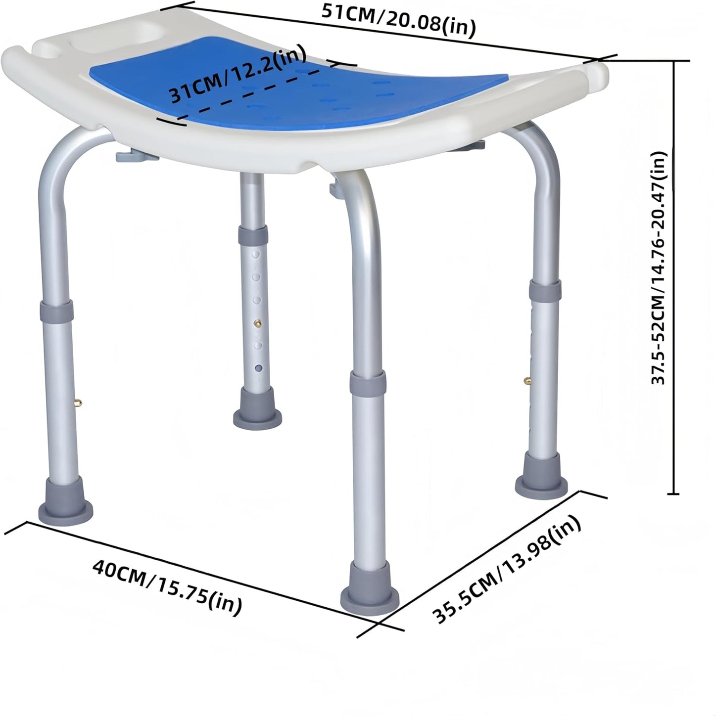 Nanchangby Adjustable Bath Stools Height Shower Stool with Tool-Free DEMO