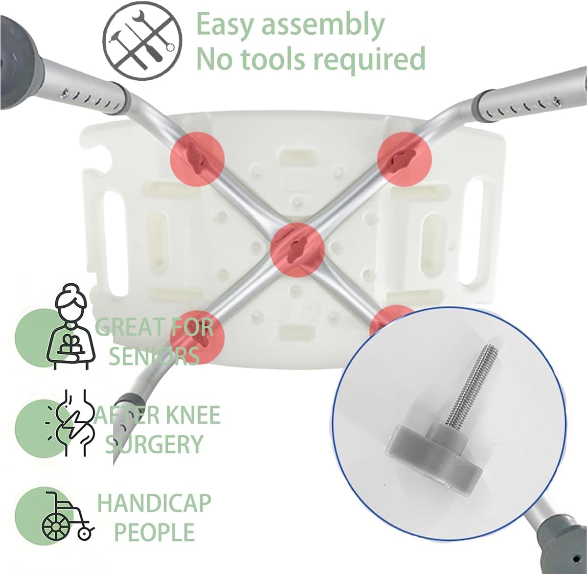 Nanchangby Adjustable Bath Stools Height Shower Stool with Tool-Free DEMO
