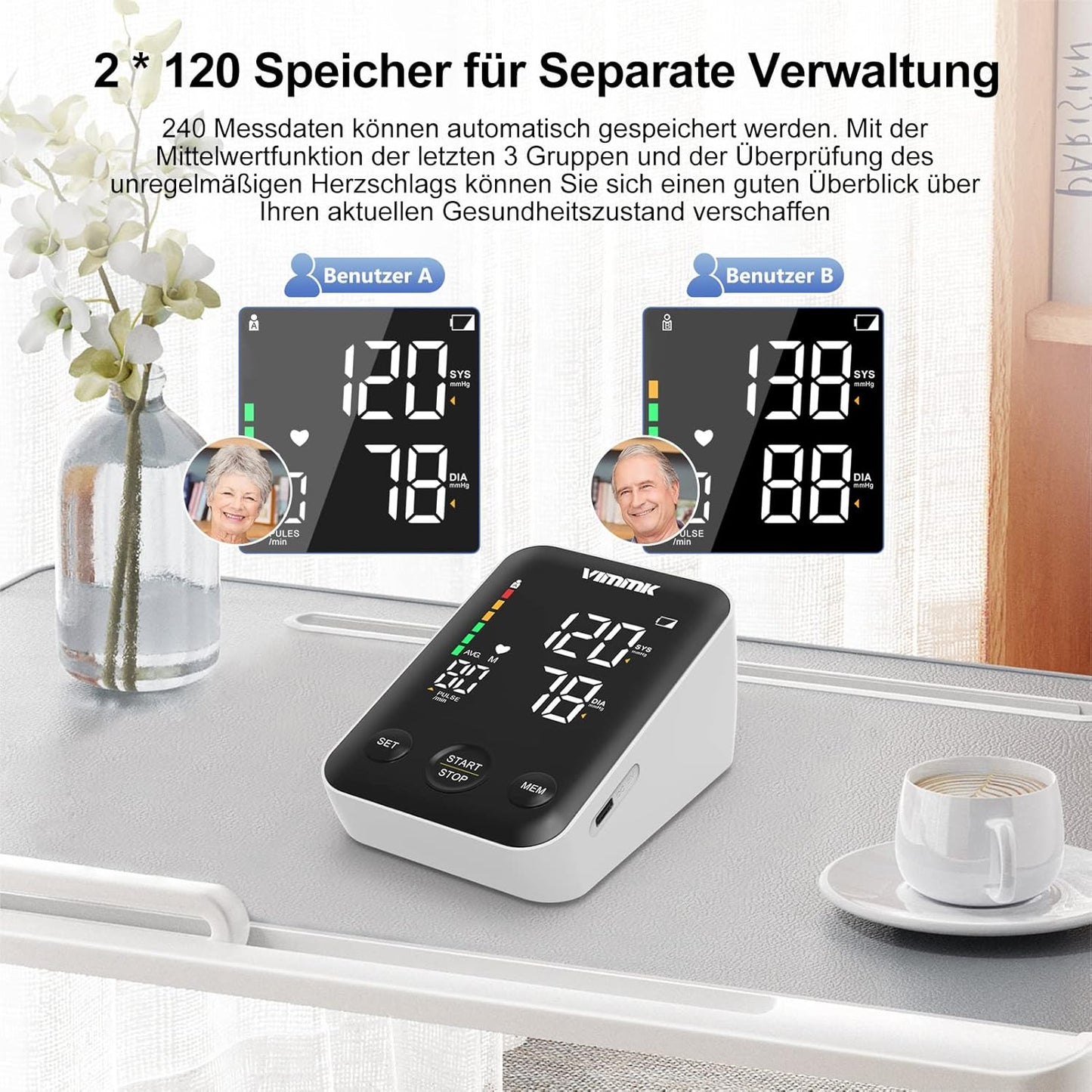 Vimmk Upper Accessories Arm Blood Pressure Monitor Machine for Home Use, NEW
