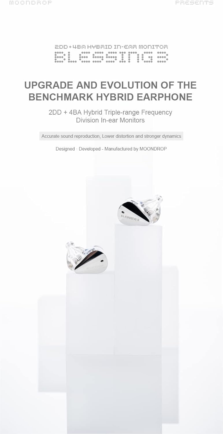 Moondrop Blessing 3 In-Ear Headphones Hybrid Triple-Range Frequency Silver NEW