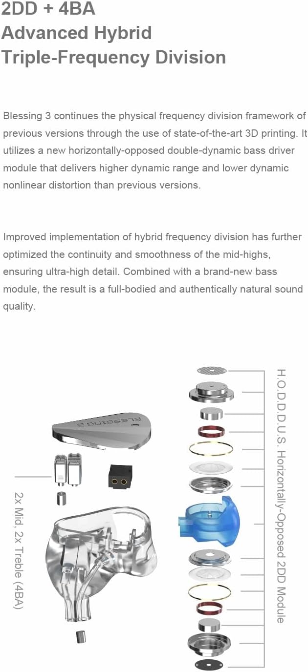 Moondrop Blessing 3 In-Ear Headphones Hybrid Triple-Range Frequency Silver NEW