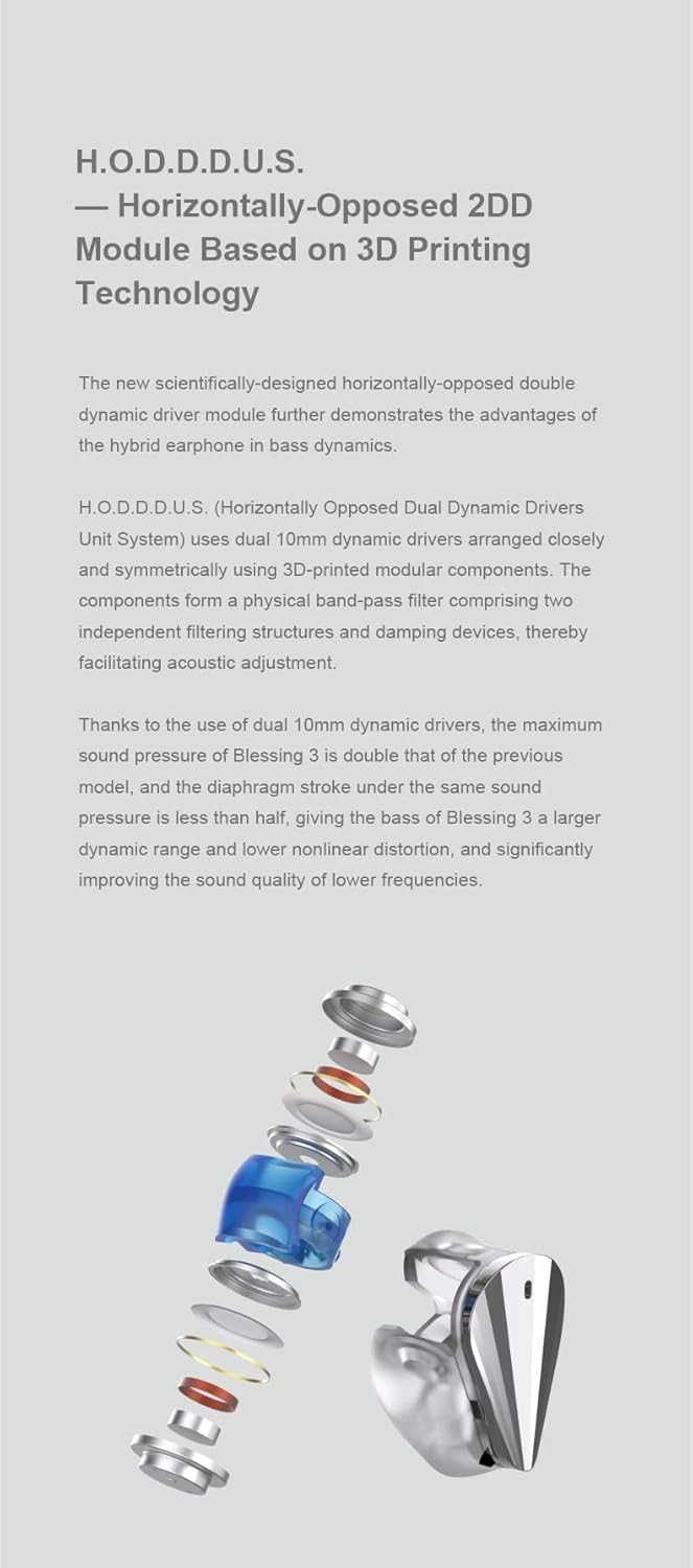 Moondrop Blessing 3 In-Ear Headphones Hybrid Triple-Range Frequency Silver NEW