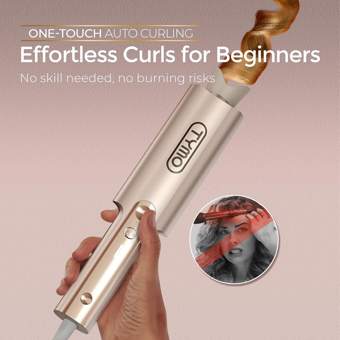 TYMO 32mm Automatic Rotating Curling Tong Hair Curler with Gold Ceramic DEMO