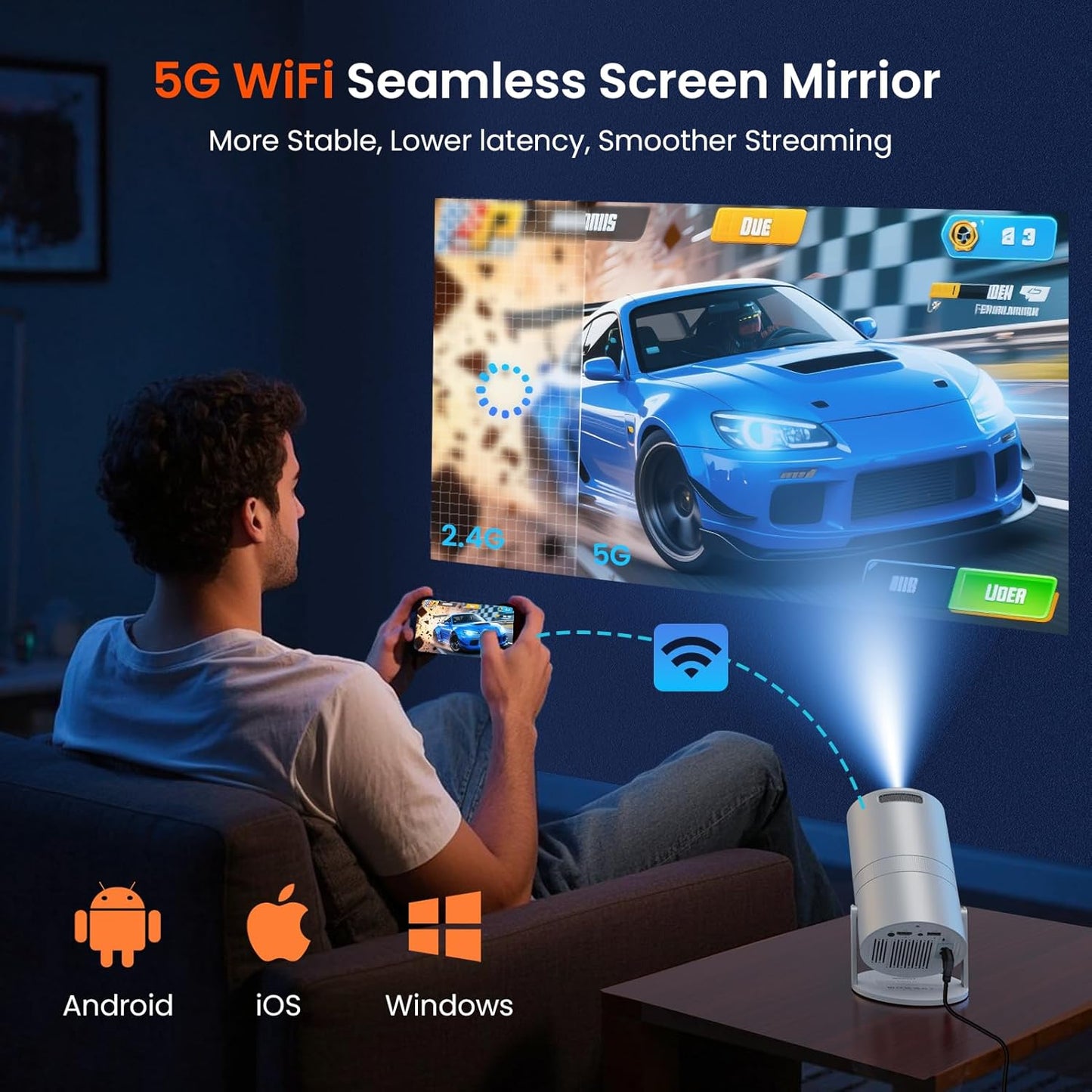 WISHOLY 1080P Projectors Portable Projector with Built-in Apps and DEMO