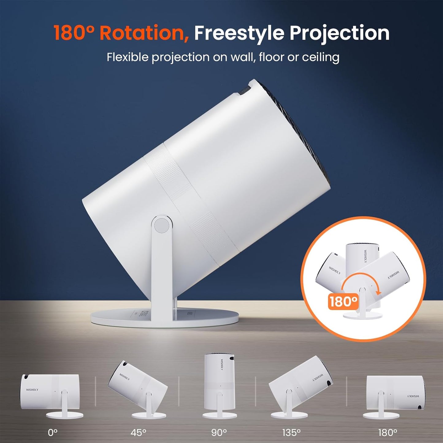 WISHOLY 1080P Projectors Portable Projector with Built-in Apps and DEMO