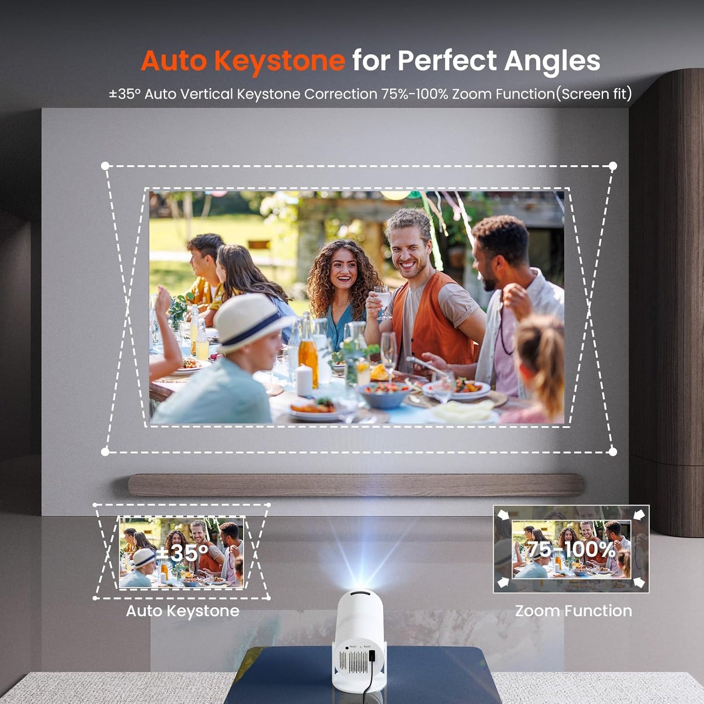 WISHOLY 1080P Projectors Portable Projector with Built-in Apps and DEMO