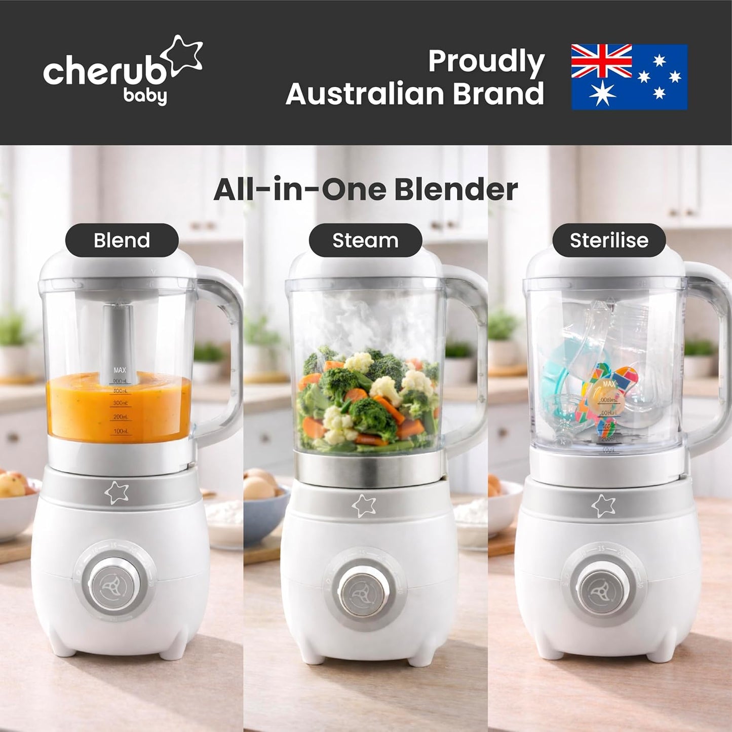 Cherub Baby Easycook 4-in-1 Food Maker Steamer Blender Sterilizer Bottle NEW