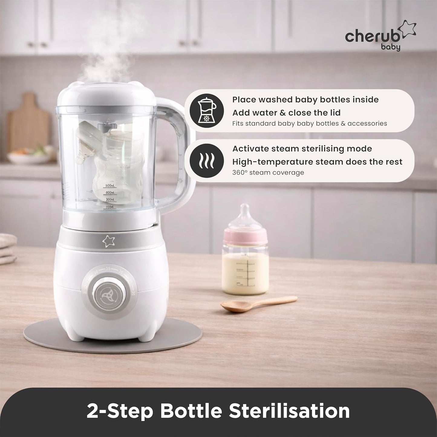 Cherub Baby Easycook 4-in-1 Food Maker Steamer Blender Sterilizer Bottle NEW