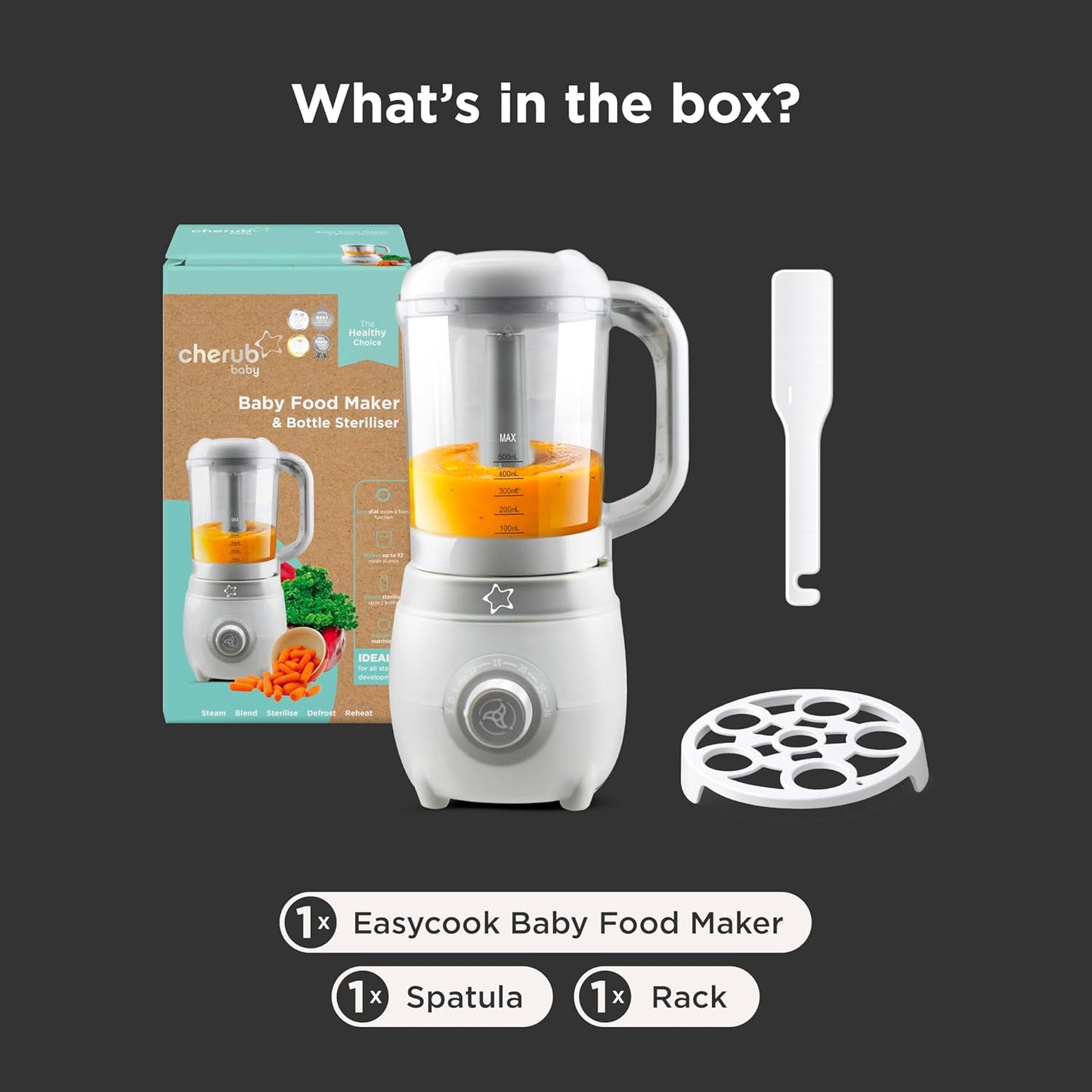 Cherub Baby Easycook 4-in-1 Food Maker Steamer Blender Sterilizer Bottle NEW