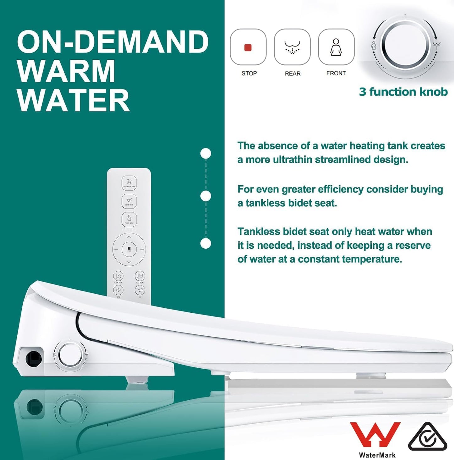 Aqua Space Electric Bidet Toilet Seat with Self-Cleaning Nozzle in White DEMO