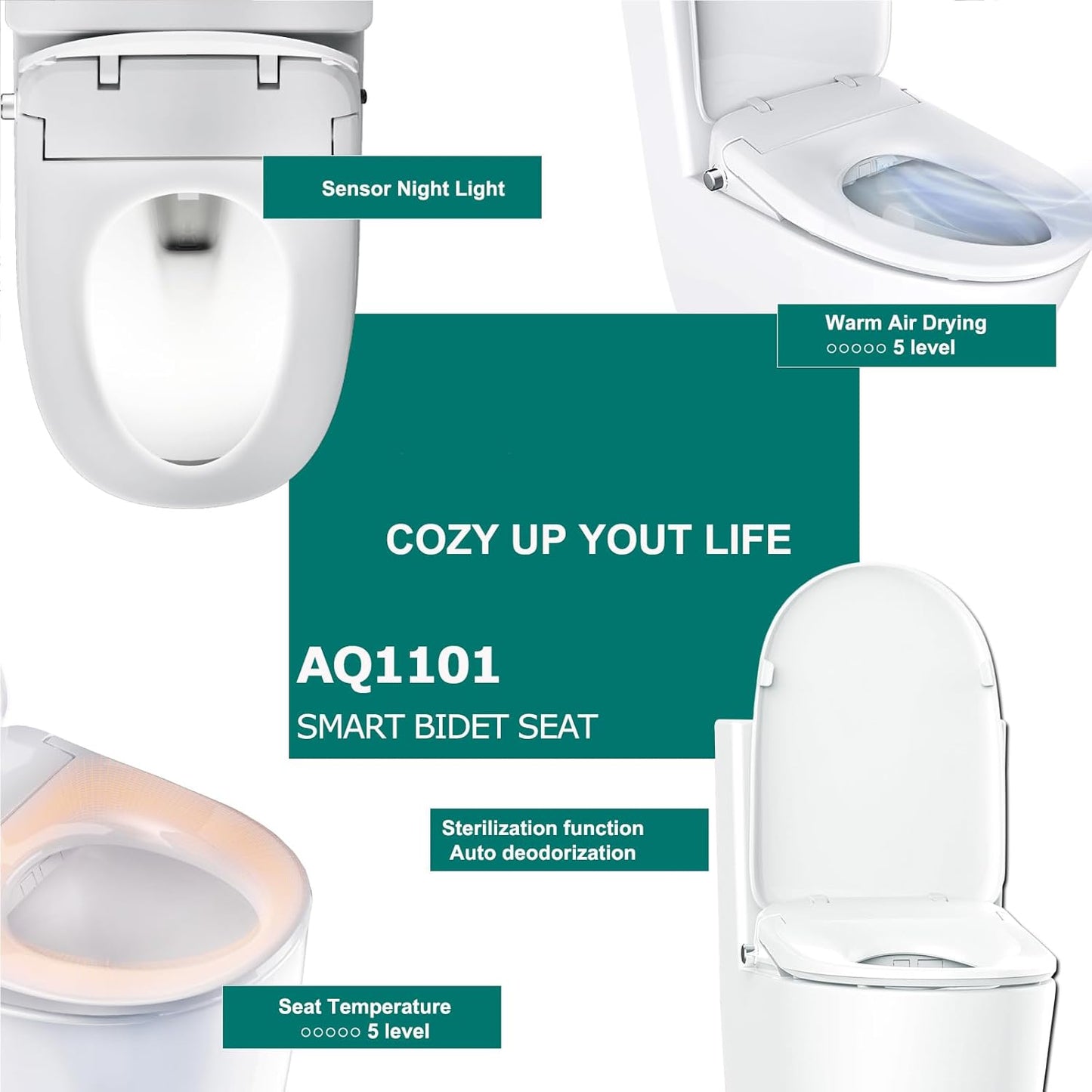 Aqua Space Electric Bidet Toilet Seat with Self-Cleaning Nozzle in White DEMO
