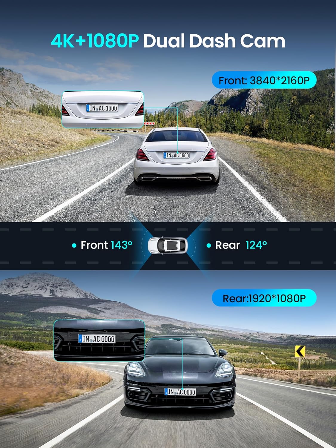 ddpai 4K+1080P On-Dash-Monitoring Dual Dash Camera Front and Rear for Cars DEMO