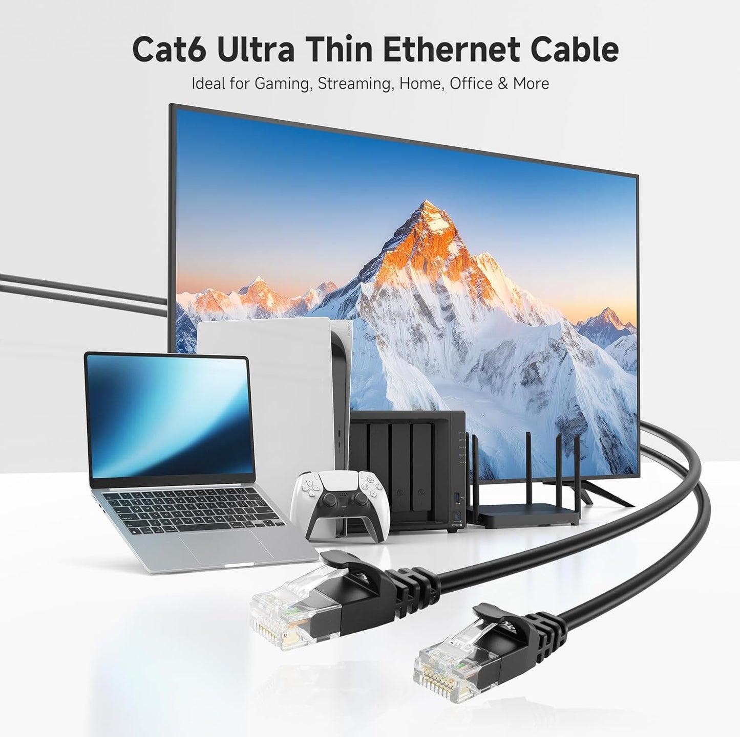 Cable Matters Ultra Thin Cat6 Ethernet Cable, 3m Snagless Black Cord for DEMO