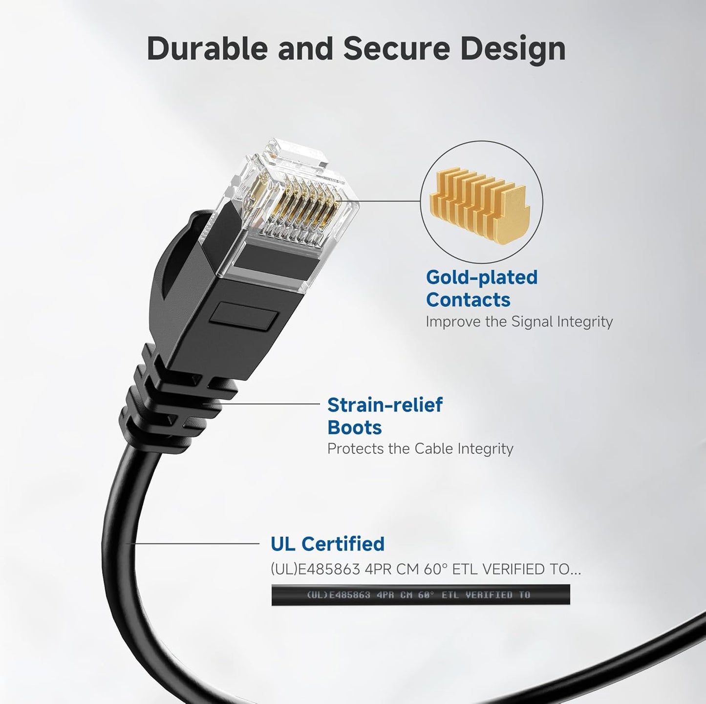 Cable Matters Ultra Thin Cat6 Ethernet Cable, 3m Snagless Black Cord for DEMO