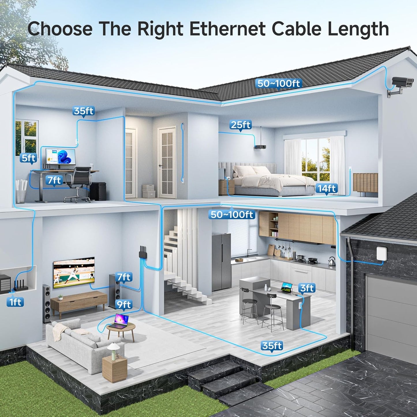 Cable Matters Ultra Thin Cat6 Ethernet Cable, 3m Snagless Black Cord for DEMO