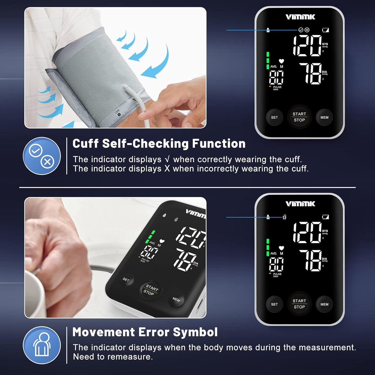 Vimmk Upper Arm Blood Pressure Monitor Large Cuff Automatic Electric NEW