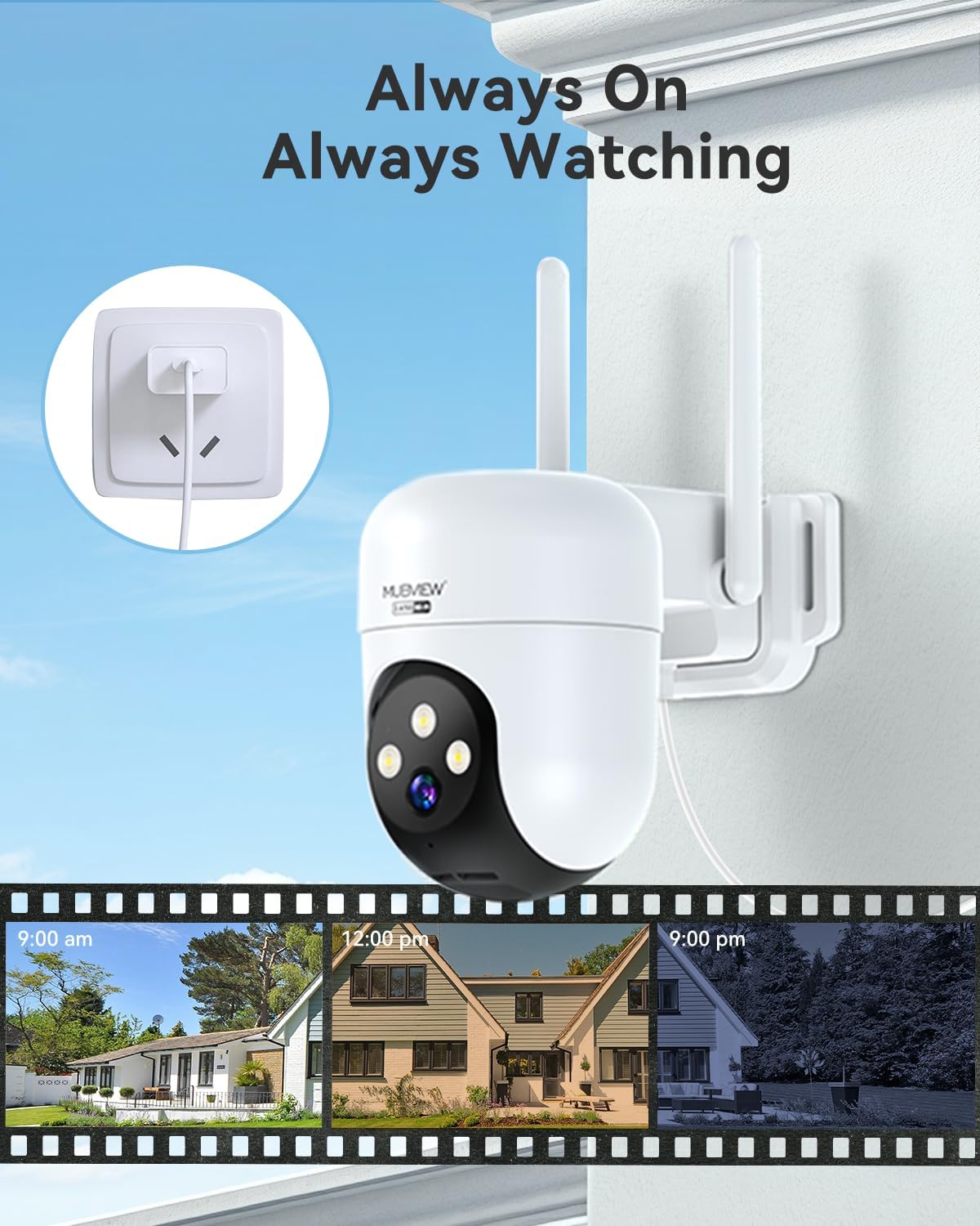 MUBVIEW 360° Wired Outdoor Security Camera Bullet Surveillance System, DEMO