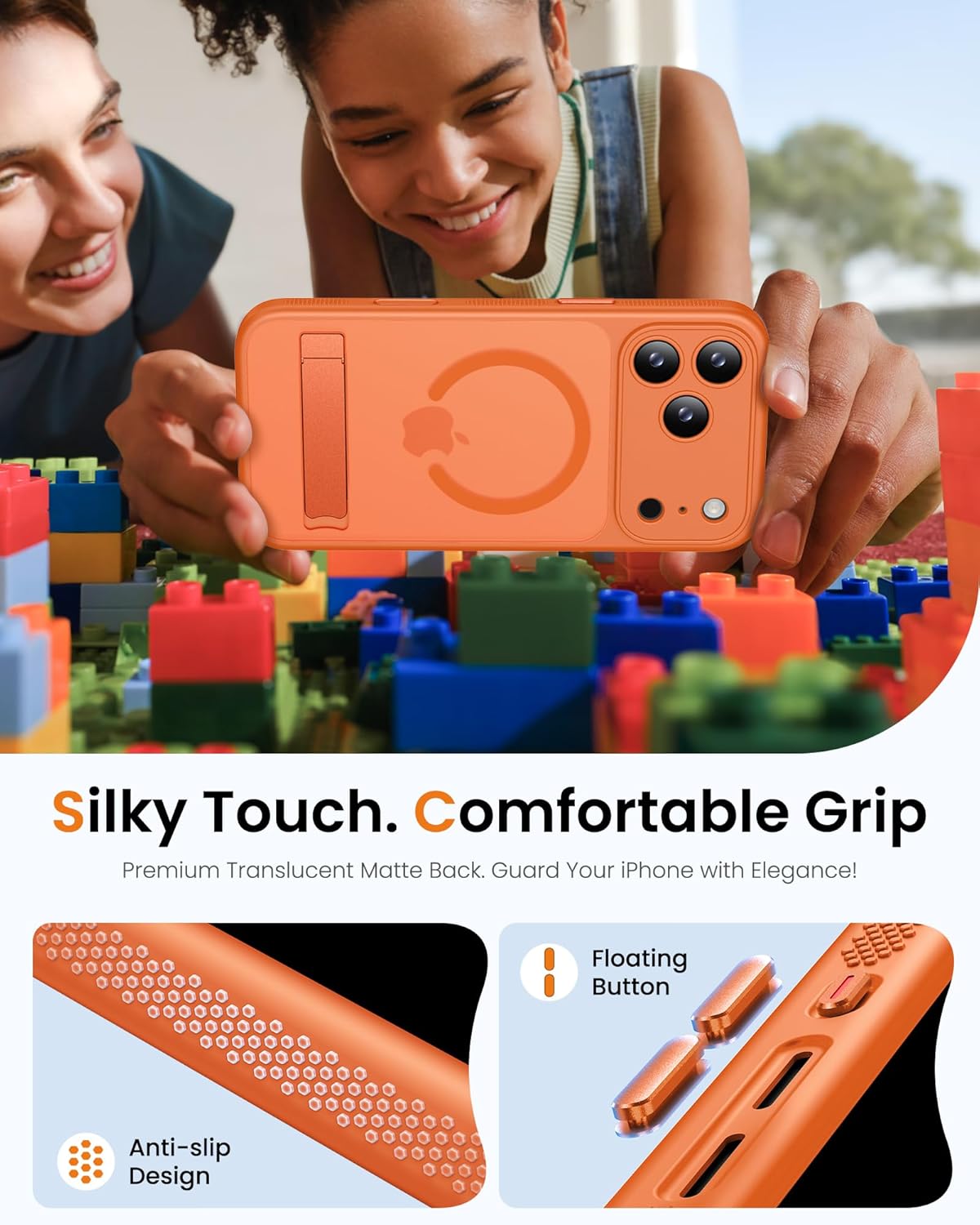 SIXBOX Magnetic Basic Cases iPhone 17 Pro Case with Stand, Camera Button, NEW