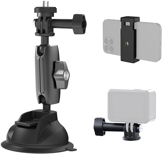 TELESIN 360 Rotation Suction Cup Car Mount Tripod Adapter Phone Holder DEMO