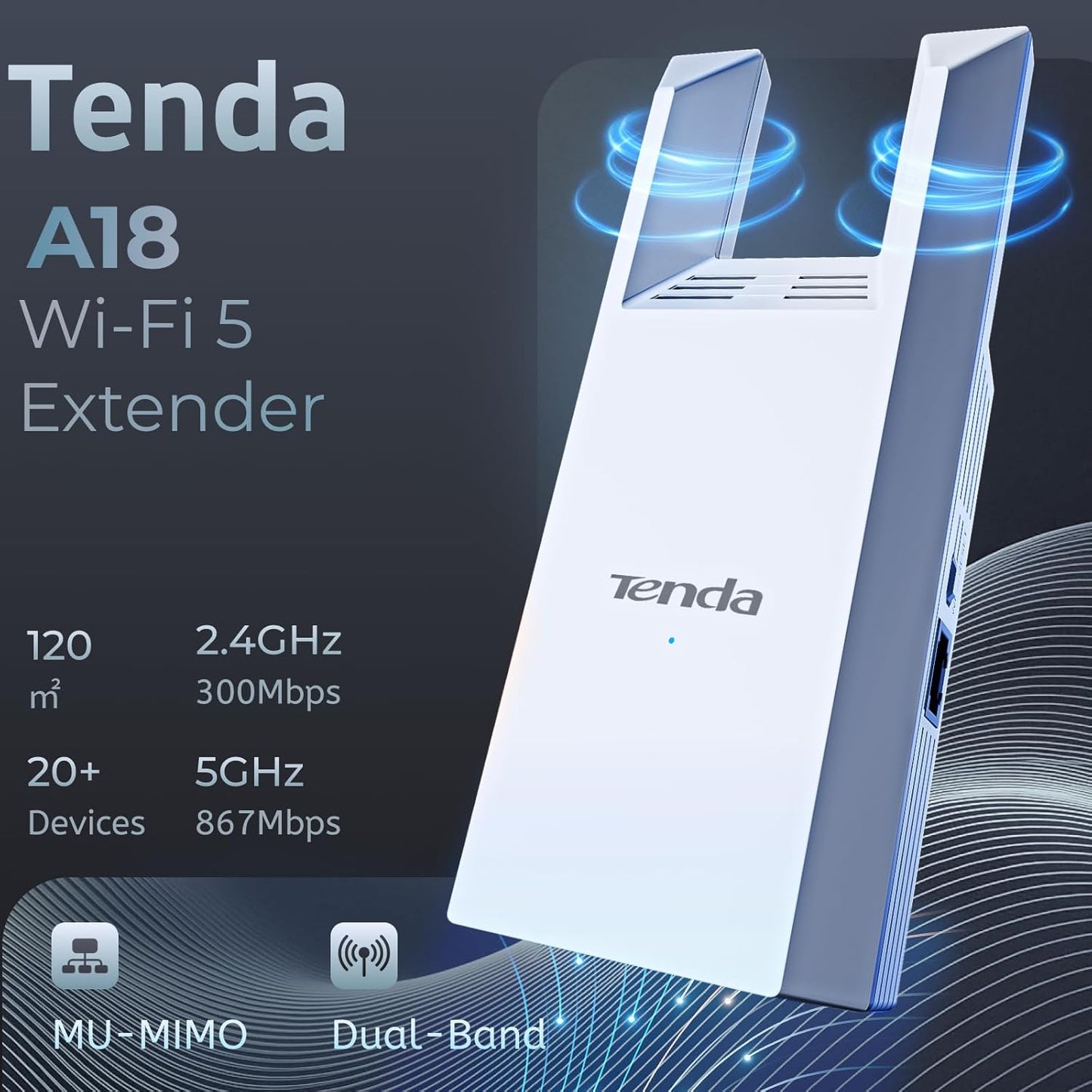 Tenda AC1200 WiFi Range Extender Dual-Band Wireless Repeater Covers 1300 DEMO