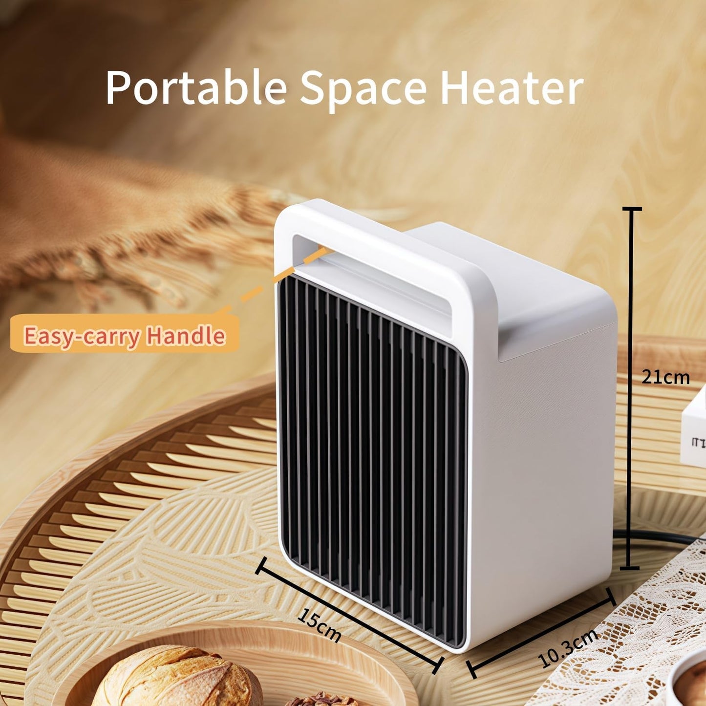 Ventika 900W Heating Energy Efficient Quiet White Portable Space Heater DEMO