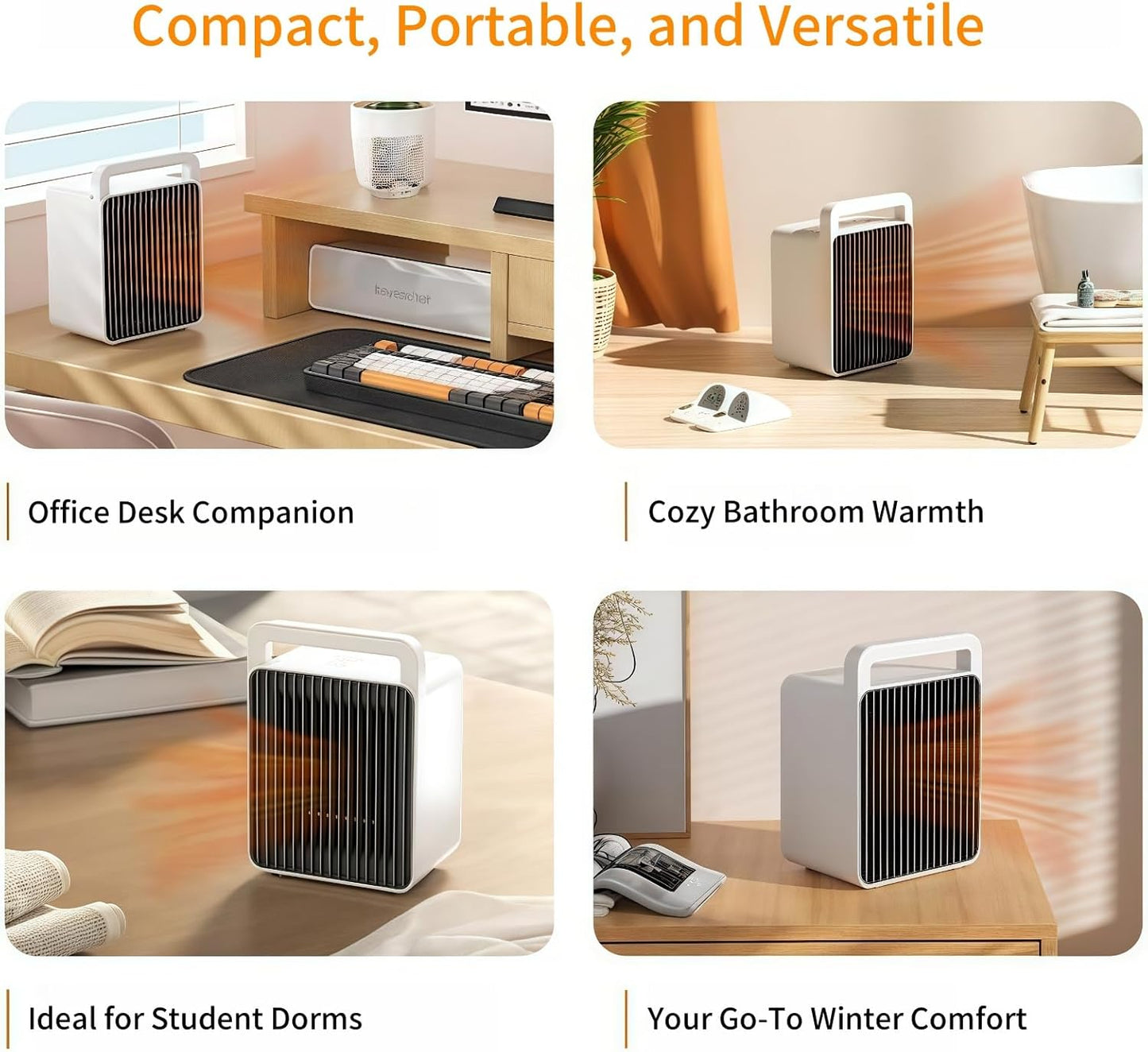 Ventika 900W Heating Energy Efficient Quiet White Portable Space Heater DEMO