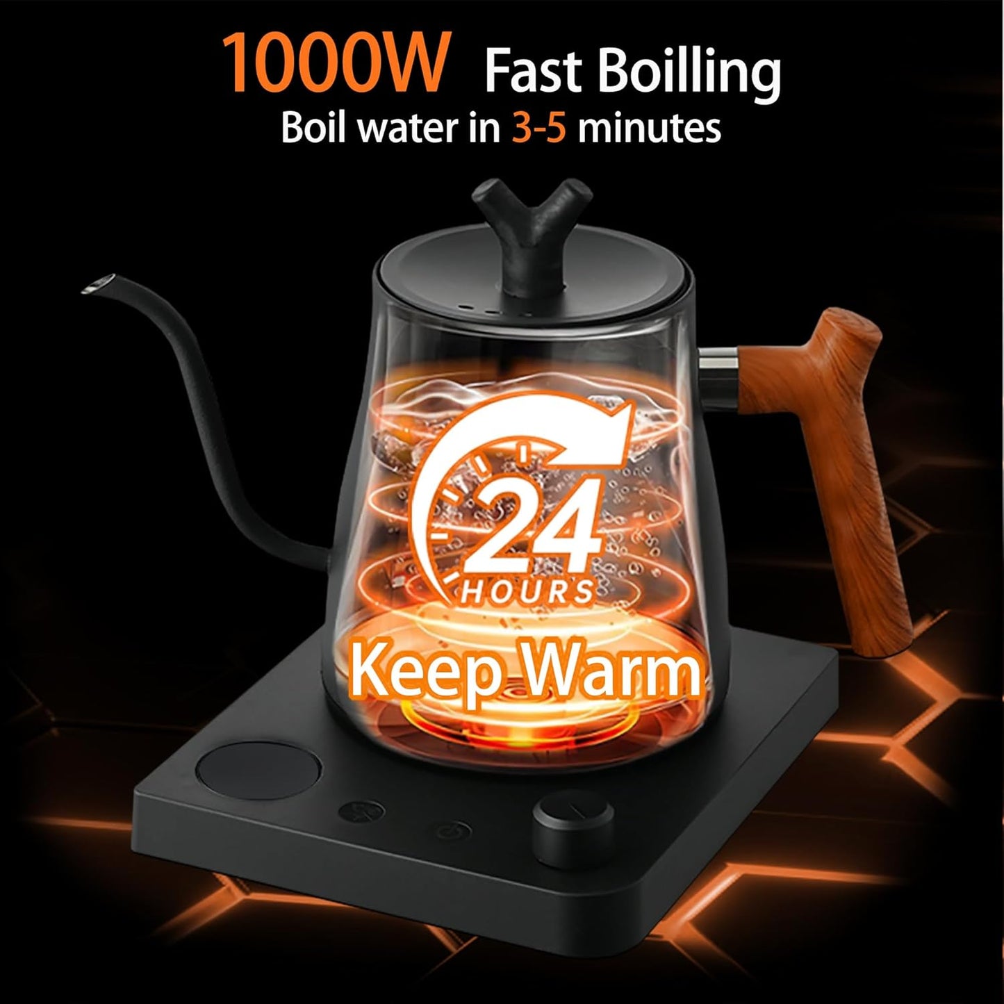 Ryvonx Electric Kettle with Temperature Control LCD Display 1L Stainless DEMO