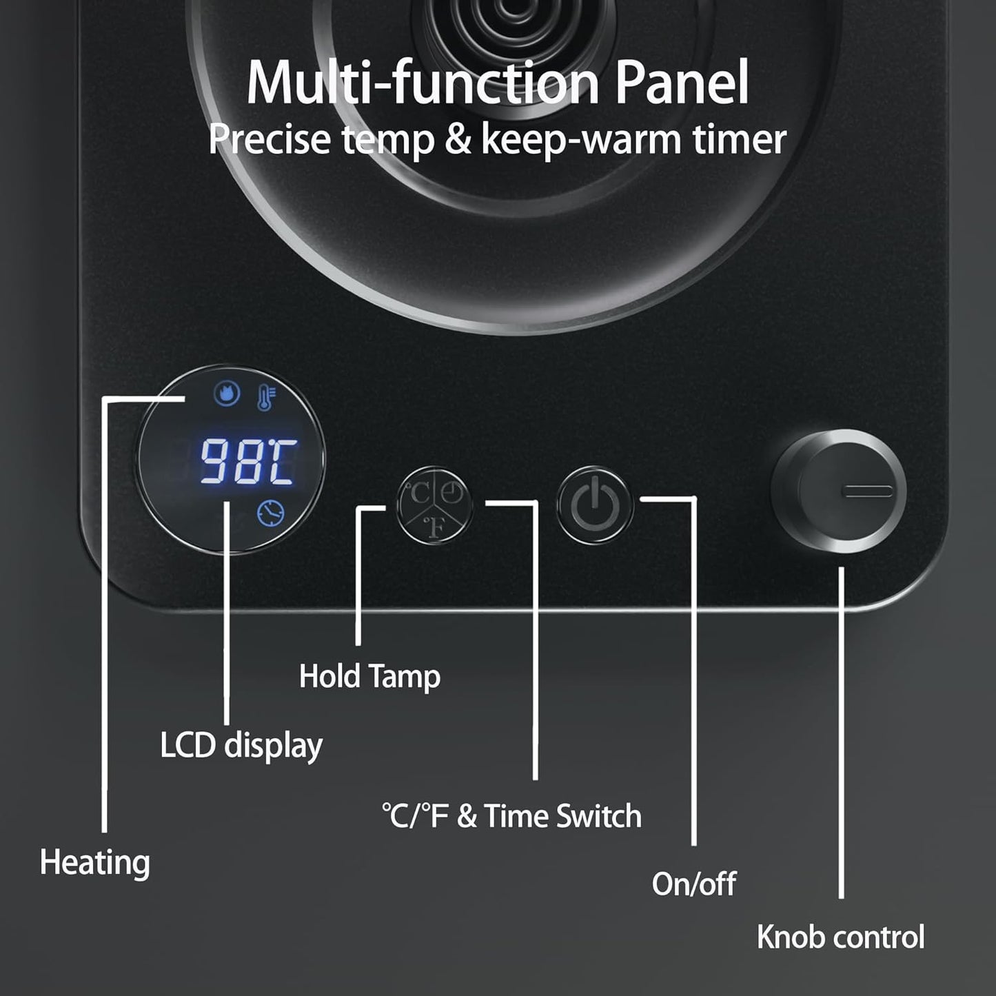 Ryvonx Electric Kettle with Temperature Control LCD Display 1L Stainless DEMO
