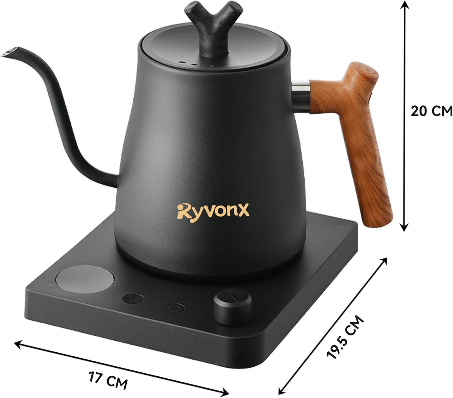Ryvonx Electric Kettle with Temperature Control LCD Display 1L Stainless DEMO