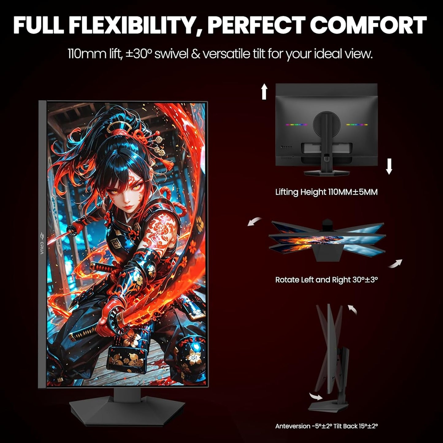 CRUA 4K Monitors UHD 27 Inch Gaming Monitor 160Hz IPS Panel Office Display DEMO