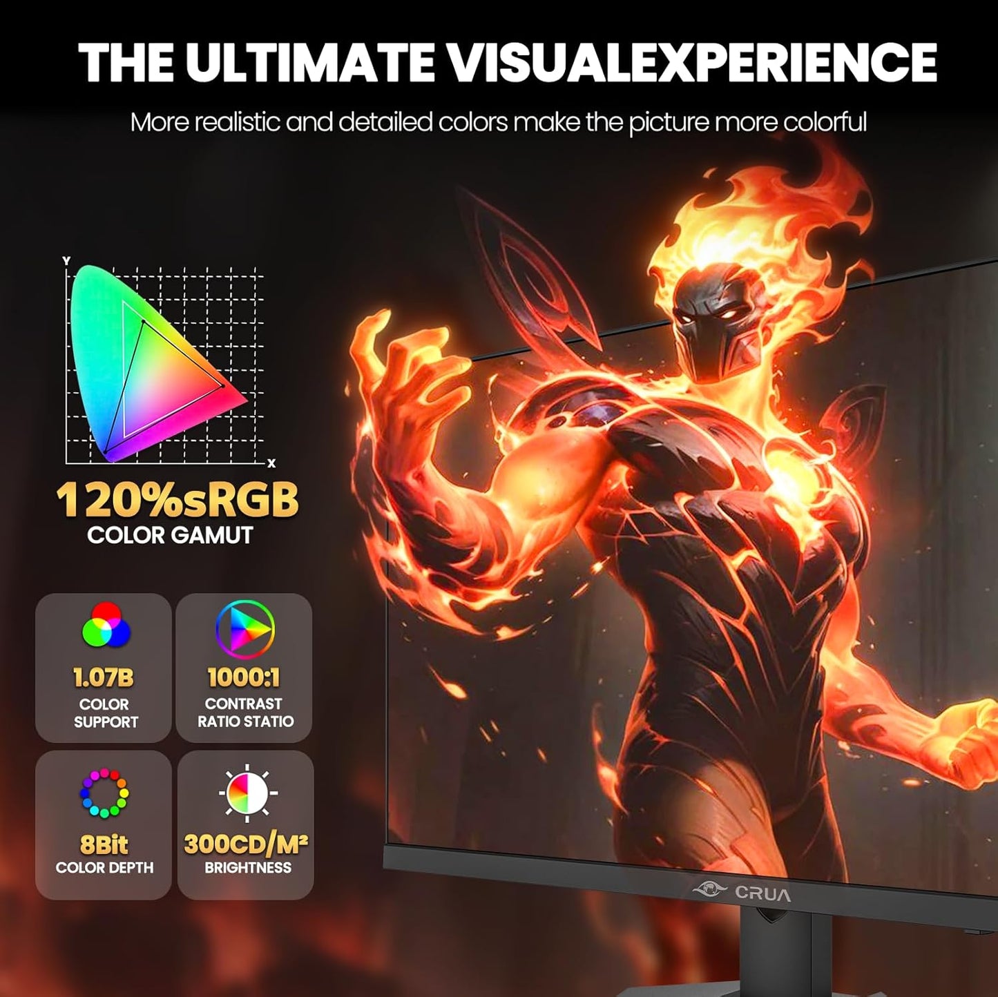 CRUA 4K Monitors UHD 27 Inch Gaming Monitor 160Hz IPS Panel Office Display DEMO