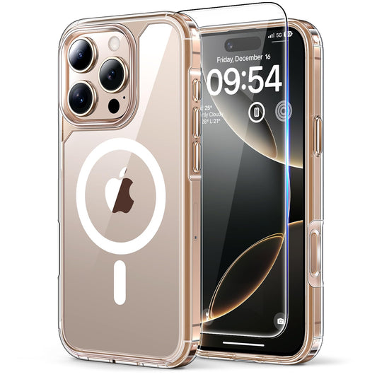 TAURI Clear Basic Cases Magnetic iPhone 16 Pro Case with Screen Protector - NEW