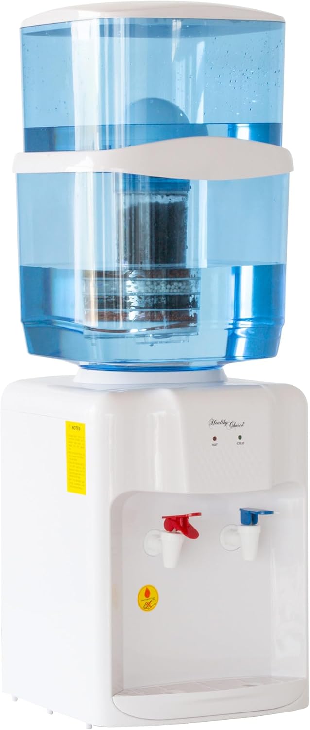 HEALTHY CHOICE Jugs Dual-Tap Water Dispenser Hot and Cold Compact Blue Jug DEMO