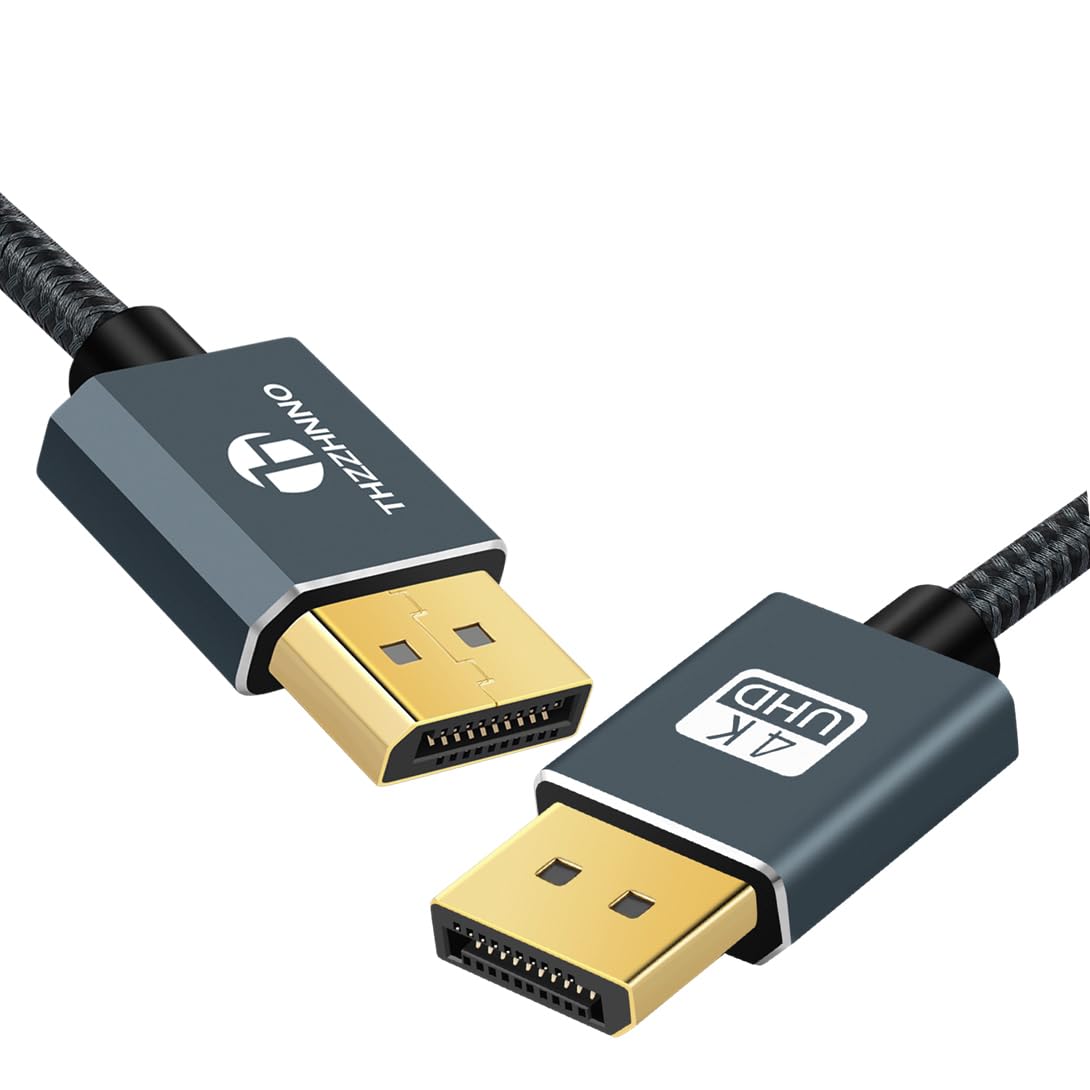 Thzzhnno 4K Cables DisplayPort Cable 30ft Nylon Braided 1.2 Black DEMO